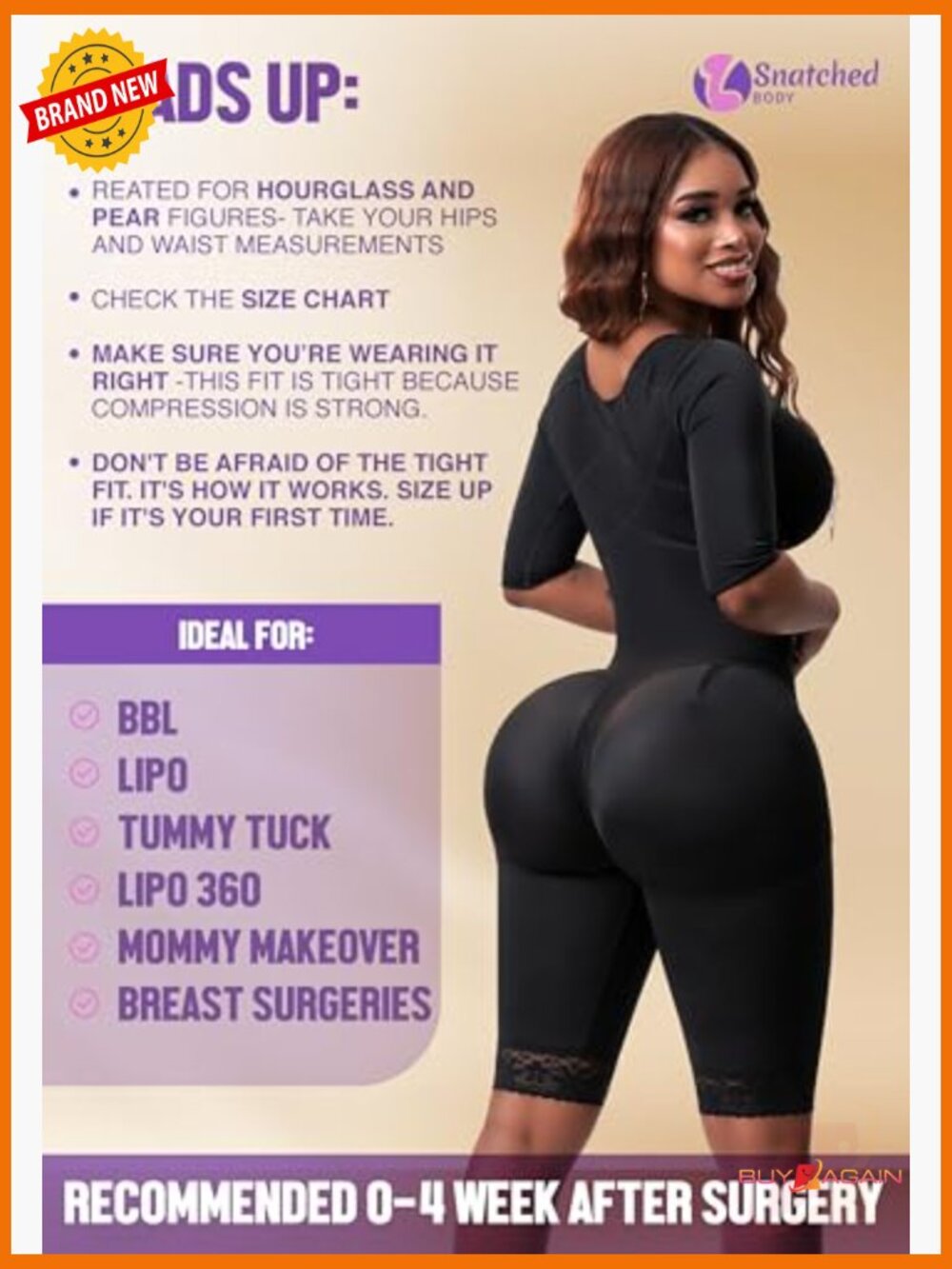 Stage 1 Faja Colombianas with Bra Shapewear Post Surgery Compression Butt Lift - Picture 5 of 7
